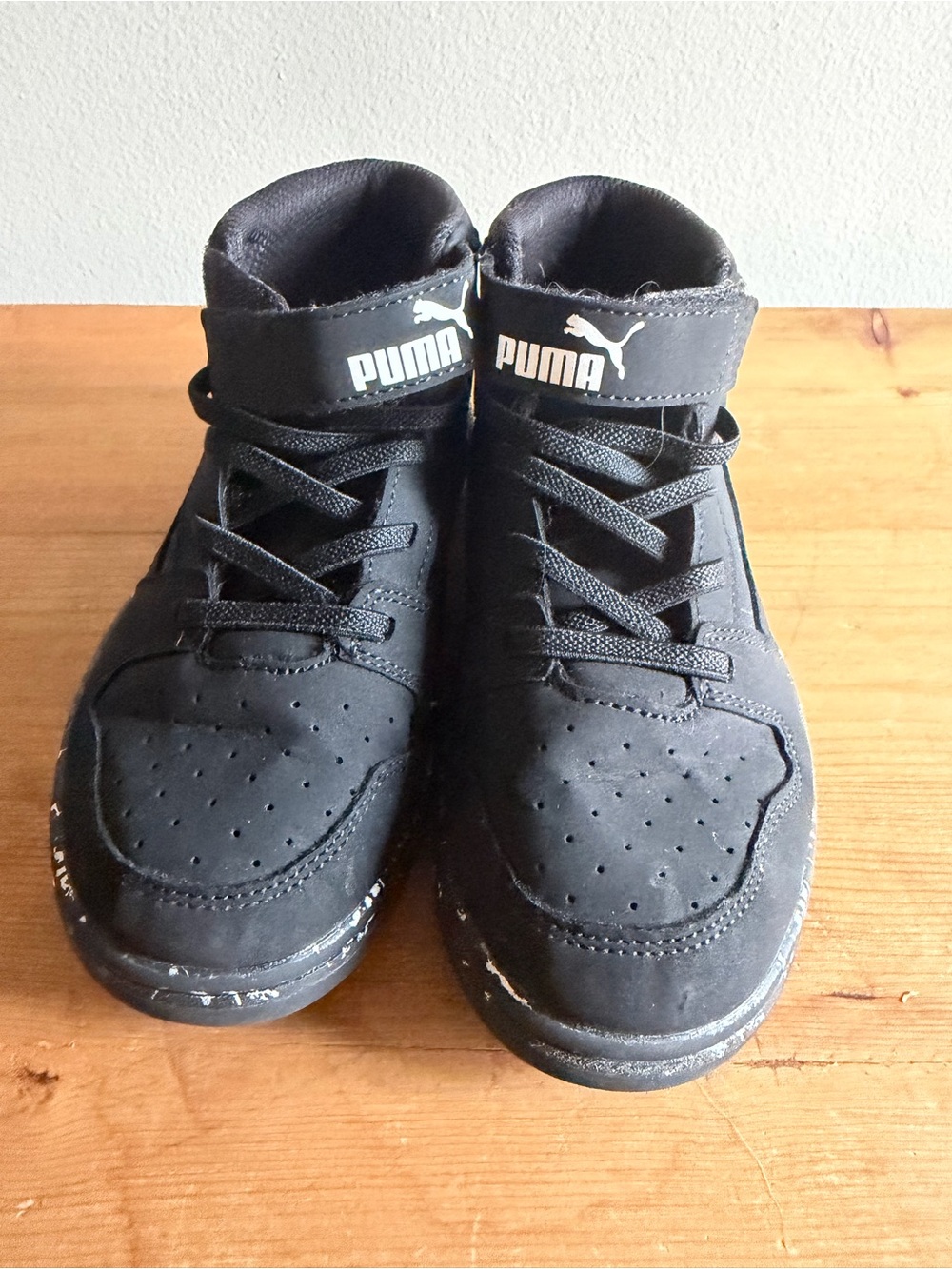 Puma Kids Black High-Top Sneakers with White Logo